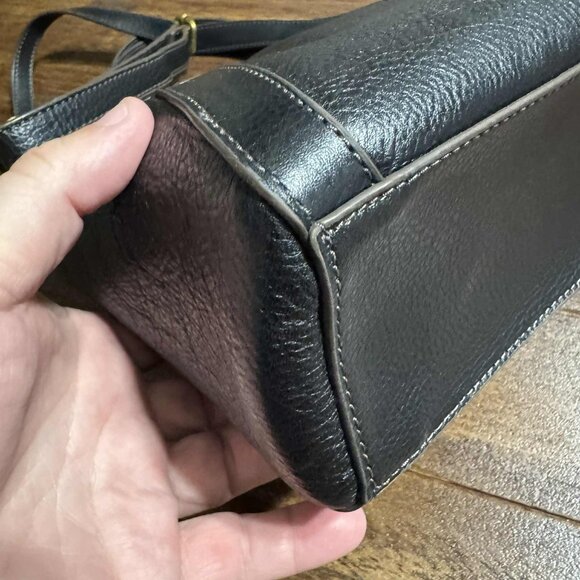 Fossil Avondale Black Leather Satchel Handbag Brass Hardware Excellent - Picture 10 of 16